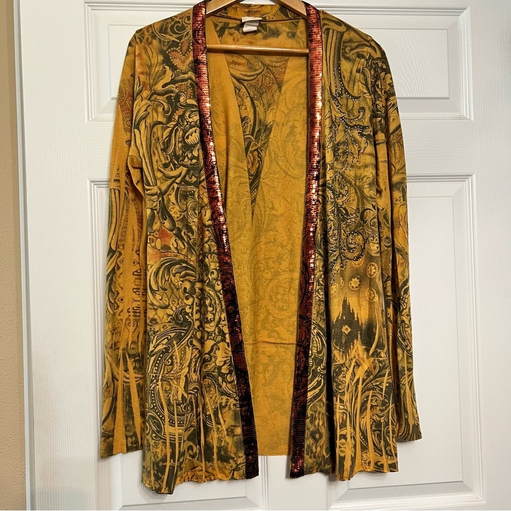 Daytrip Yellow and Brown Cardigan Women’s size XL